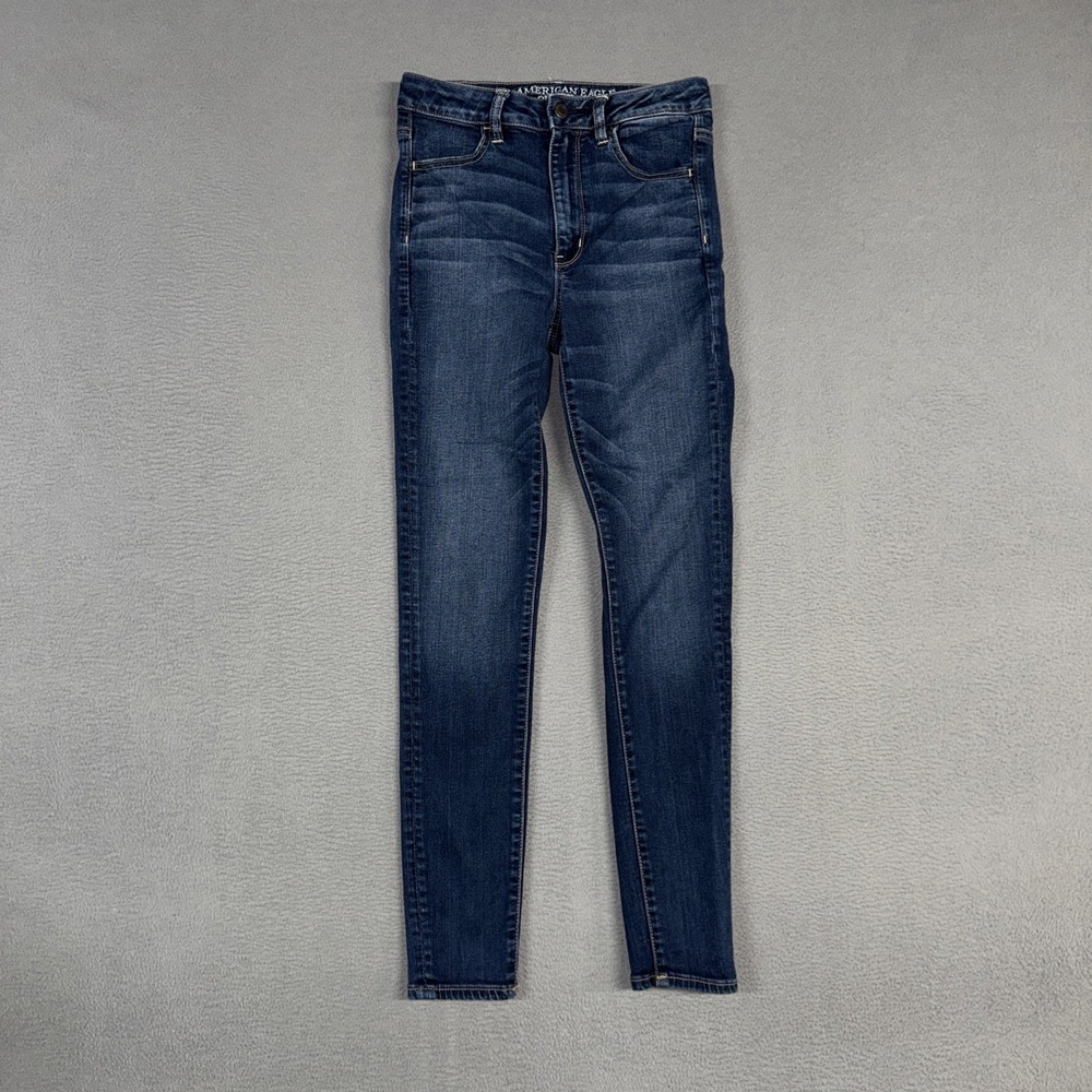 American Eagle Jeans Womens 6 Blue Super Hi Rise Jegging Distressed Denim